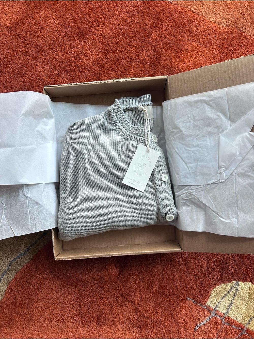 Gillian Stevens Rosemary Cardigan in Pebble - Picture 10 of 11